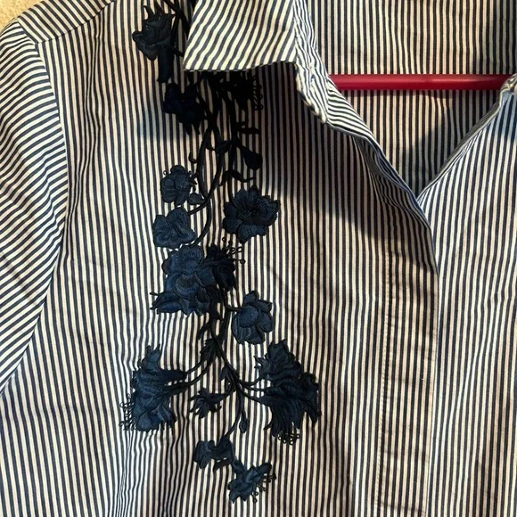 Zac and Rachel Blue Striped Button Down Shirt Size Large - Picture 2 of 11